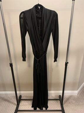 bebe Black Draped Wrap Jumpsuit